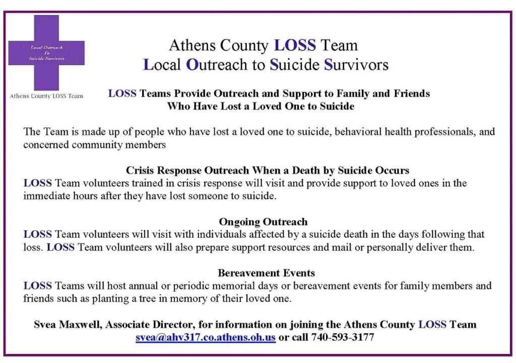 Athens County LOSS Team (Local Outreach to Suicide Survivors) information