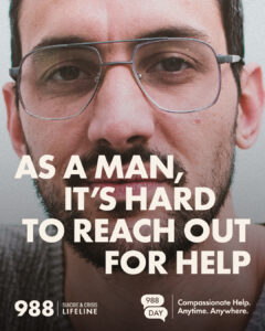 Man with glasses 988 help