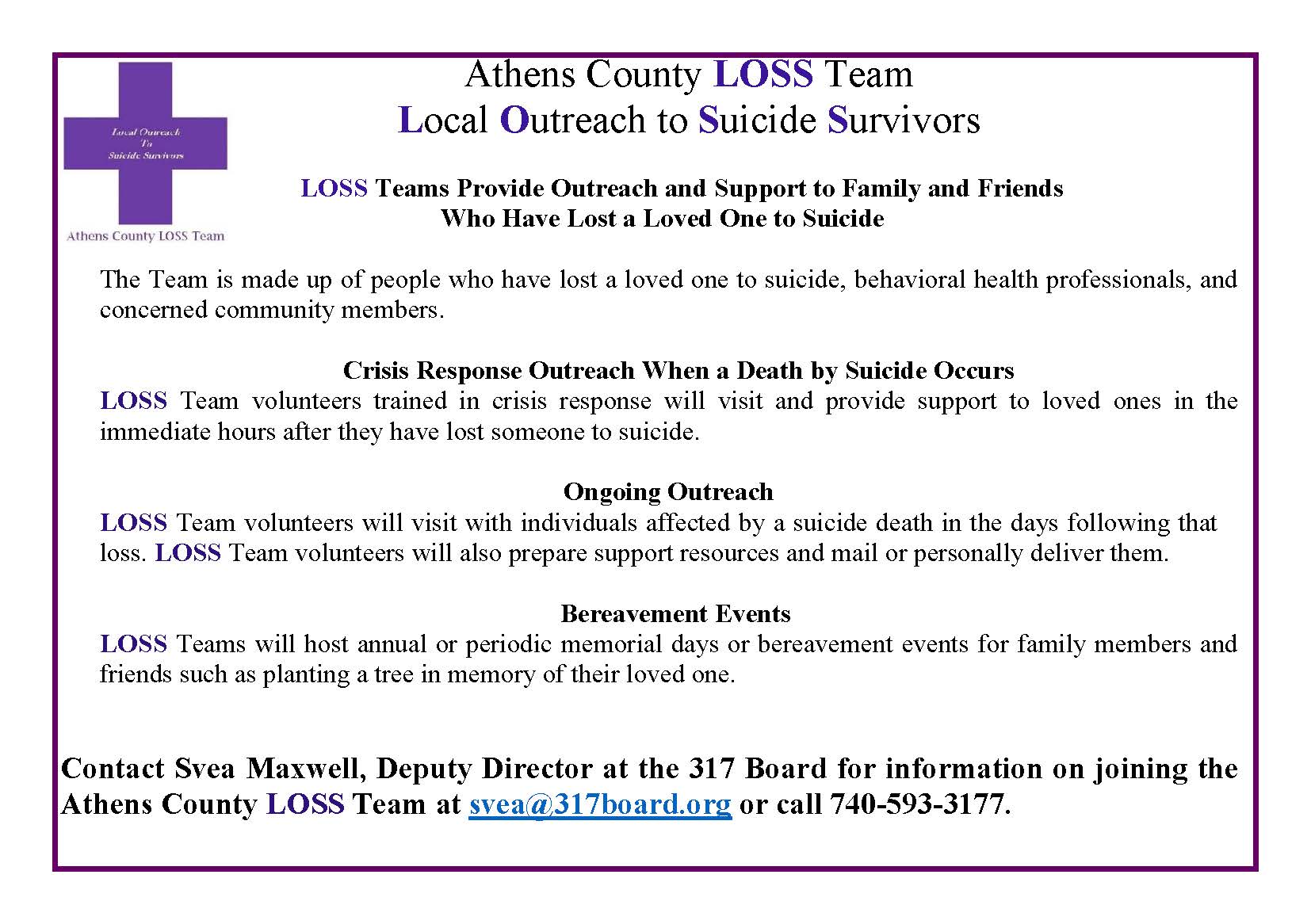 Athens County LOSS Team-Local Outreach to Suicide Survivors